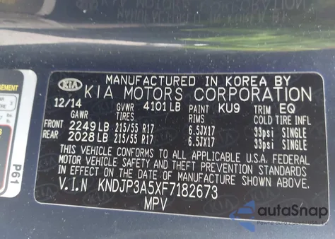 2015 Kia Soul + z USA, uszkodzony, nr VIN KNDJP3A5XF7182673